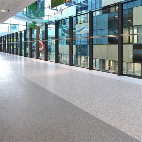 High-traffic commercial corridor flooring