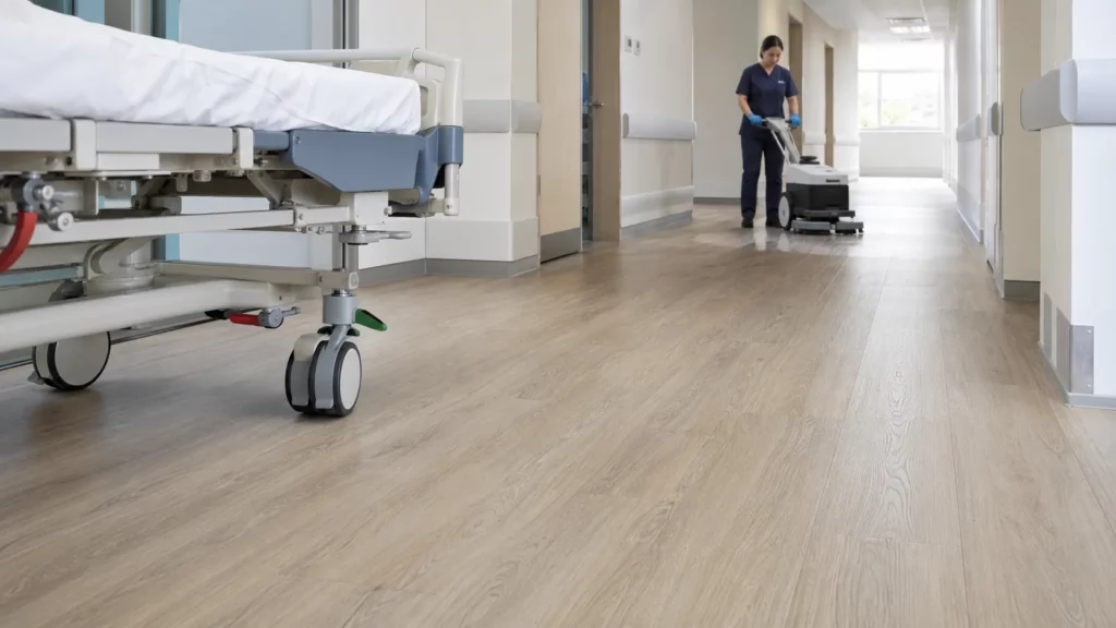 SPC Flooring for Healthcare Facilities: Slip Resistance, Hygiene, Rolling Loads and Cleaning Chemicals