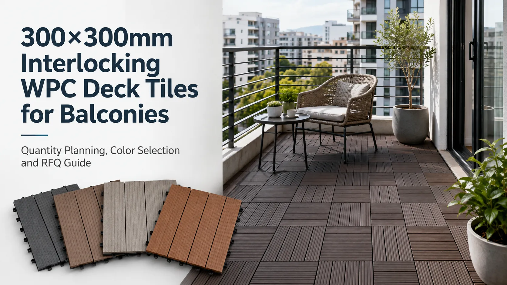 300×300mm Interlocking WPC Deck Tiles for Balconies Quantity Planning, Color Selection and RFQ Guide
